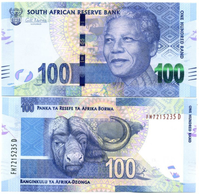ЮАР 100 рандов ND (2012) Нельсон Мандела, буйвол Pick 136 бумага UNC (пресс) 448-143-2