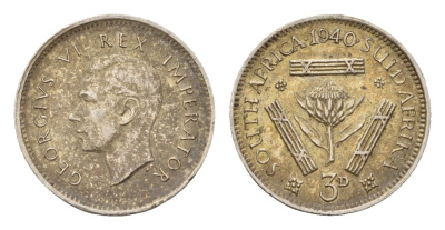 ЮАР 3 пенса 1940 Георг VI (1936-1952) KM 26 серебро 4669-647
