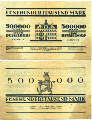 Германия, Дюссельдорф 500000 марок 1923 нотгельд, второй выпуск   бумага   435-6-2-1