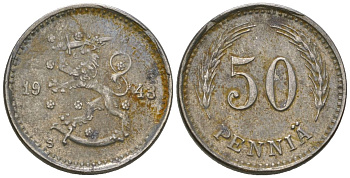 Финляндия 50 пенни 1943 S KM 26b железо 4174-1063