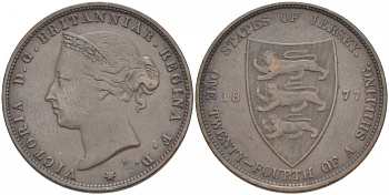 Джерси 1/24 шиллинга 1877 H, Виктория (1837-1901) KM 7 бронза 4539-924