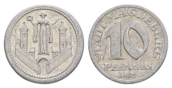 Магдебург 10 пфеннигов 1921 Funck 312.1, Men18 20057.1 алюминий 4636-929