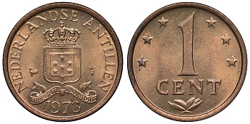 Нидерландские Антилы 1 цент 1973 Юлиана (1948-1980) KM 8 бронза UNC 4118-921
