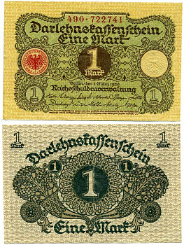 ГЕРМАНИЯ 1 МАРКА 1920 1 МАРТА 1920, ВЕЙМАРСКАЯ РЕСПУБЛИКА Pick 58 бумага 7548-23-1-1