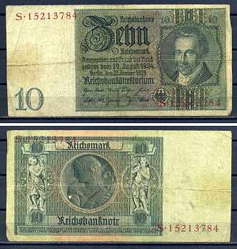 Германия 10 рейхсмарк 1929 Pick 180 a бумага 7552-32-2-1