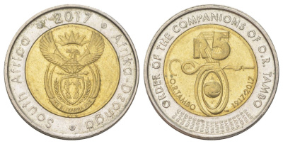 ЮАР 5 рандов 2017 Орден Компаньонов О.Р. Тамбо KM 632 биметалл UNC 4626-933