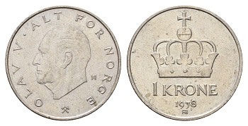 Норвегия 1 крона 1978 Улаф V (1957-1991) KM 419 медно-никель 4703-824