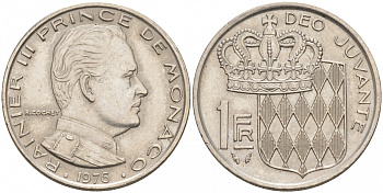 Монако 1 франк 1976 Ренье III (1949-2005) KM 140 никель 73-1224