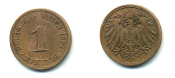ГЕРМАНИЯ 1 ПФЕННИГ 1894 J KM 10, J. 10 медь 54-136