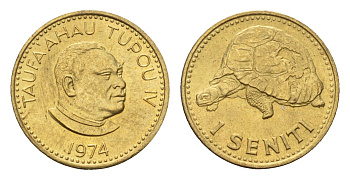 Тонга 1 сенити 1974 год-тип KM 27a латунь UNC 84-1532
