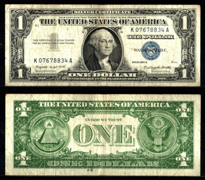 США 1 доллар 1957 Серия A, Джордж Вашингтон Pick 419 a бумага 2119-23-1-2