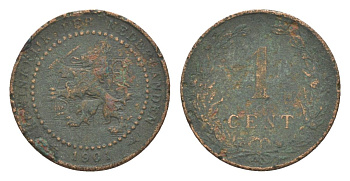 Нидерланды 1 цент 1901 Вильгельмина (1890-1948) KM 130 бронза 72-1145