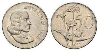 ЮАР 50 центов 1966 Ян ван Рибек (1619-1677), South Africa, легенда на английском, Зантедеския Эллиота (калла) KM 70.1 никель 4693-817
