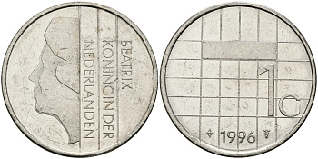 Нидерланды 1 гульден 1996 Беатрикс (1980-2013) KM 205 никель 94-741
