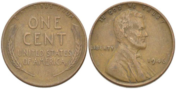 США 1 ЦЕНТ 1946 ЛИНКОЛЬН KM А132 медь цинк 218-938