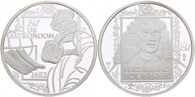 НИДЕРЛАНДЫ МЕДАЛЬ ФЕРДИНАНД БОЛЬ (1616-1680), КАРТИНА АСТРОНОМ 1652 ГОД, ДИАМЕТР 30 мм., ВЕС 9,42 гр. медно-никель 1087-2-41