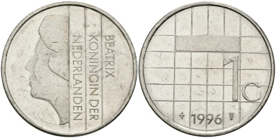Нидерланды 1 гульден 1996 Беатрикс (1980-2013) KM 205 никель 94-741
