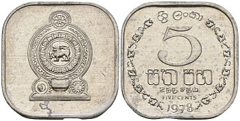 Шри-Ланка 5 центов 1978 KM 139a алюминий 4136-712