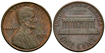 США 1 цент 1975 Линкольн KM 201 медь цинк 4136-144