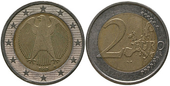 Германия 2 евро 2002 G KM 214 биметалл 4575-134