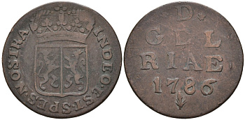 Гельдерланд (Gelderland), Нидерланды 1 дуит 1786 KM 105 медь 4525-922