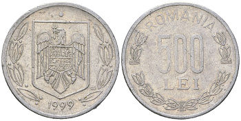 Румыния 500 леев 1999 KM 145 алюминий 4616-855