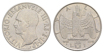 Италия 1 лира 1940 не магнетик KM 77a нержавеющая сталь 4637-451