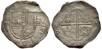 Испания 8 реалов 1611-1621 Сеговия КМ 54 серебро 00-000-00