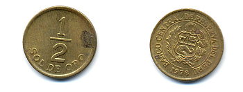 ПЕРУ 1/2 СОЛЯ 1976 KM 265 латунь 83-723