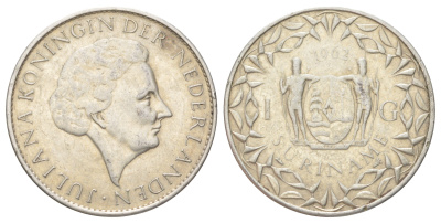 Суринам 1 гульден 1962 KM 15 серебро 3896-512
