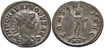 Римская Империя антониниан 278 Проб CONSERVAT AVG, военный трофей, бог Соль, Тицин Good Very fine RIC 348 серебро 1073-15-42