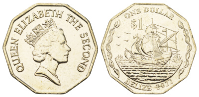 Белиз 1 доллар 2022 Екатерина II (1952-2022), корабли KM 99 никель латунь  UNC  M86-10