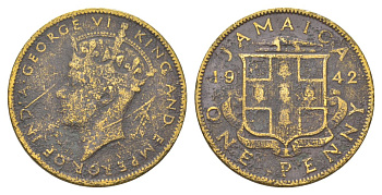 Ямайка 1 пенни 1942 KM 32 никель латунь 4628-451