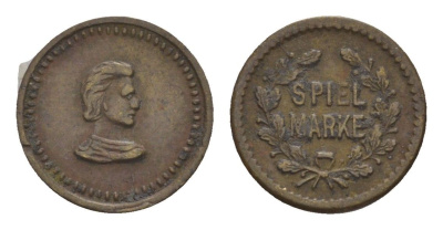 Германия игровой жетон ND диаметр 13,25 мм, вес 0,8 гр бронза 4651-1236
