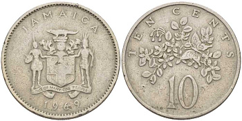 Ямайка 10 центов 1969 бабочка KM 47 медно-никель 51-851