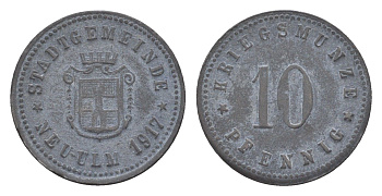 Ной-Ульм 10 пфеннигов 1917 Funck 378.2, Men18 23462.2 цинк 66-839