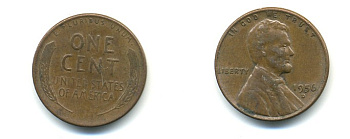 США 1 ЦЕНТ 1956 D ЛИНКОЛЬН KM A132 медь цинк 76-535