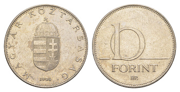 Венгрия 10 форинтов 1994 KM 695 латунь плакированная медно-никелем 4629-511
