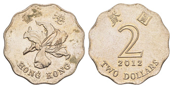 Гонконг 2 доллара 2012 KM 64 медно-никель aUNC 4633-347