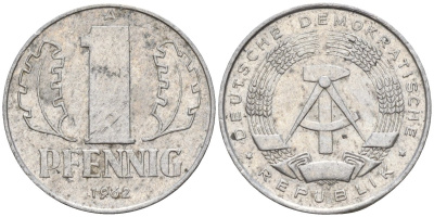ГДР 1 пфеннииг 1962 A KM 8.1 алюминий 4596-545