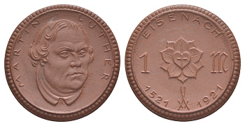 Айзенах 1 марка 1921 Речь на Вормском Рейхстаге 18 апреля 1521 Scheuch 109a фарфор 1094-10-71