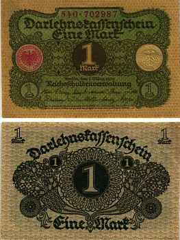 ГЕРМАНИЯ 1 МАРКА 1920 1 МАРТА 1920, ВЕЙМАРСКАЯ РЕСПУБЛИКА Pick 58 бумага 7219-14-1-2