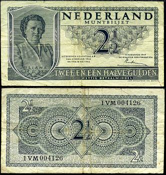 Нидерланды 2 1/2 гульдена 1973 Pick 73 бумага 7116-43-2-1