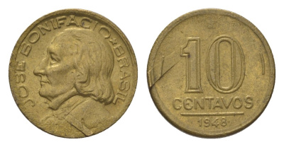 Бразилия 10 сентаво 1948 Жозе Бонифасиу де Андрада и Силва KM 561 алюминиевая бронза 4625-919