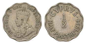 Кипр 1/2 пиастра 1934 KM 20 медно-никель 4627-622