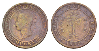 Цейлон 1 цент 1870 Виктория (1837-1901) KM 92 медь 4658-1068