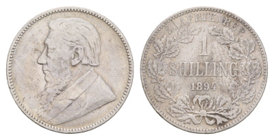 ЮАР 1 шиллинг 1894 ZAR, Трансвааль, Крюгер KM 5 серебро 1518-543