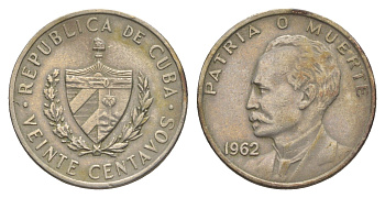 Куба 20 сентаво 1962 Хосе Марти KM 31 медно-никель 4637-1053