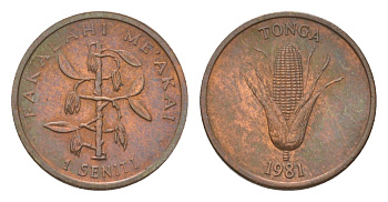 Тонга 1 сенити 1981 KM 66 бронза aUNC 4627-744