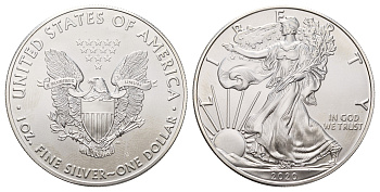 США 1 доллар 2020 Американский серебряный орёл KM 273 серебро UNC 11-154-43